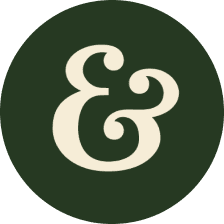 Stylized ampersand on a dark green background.